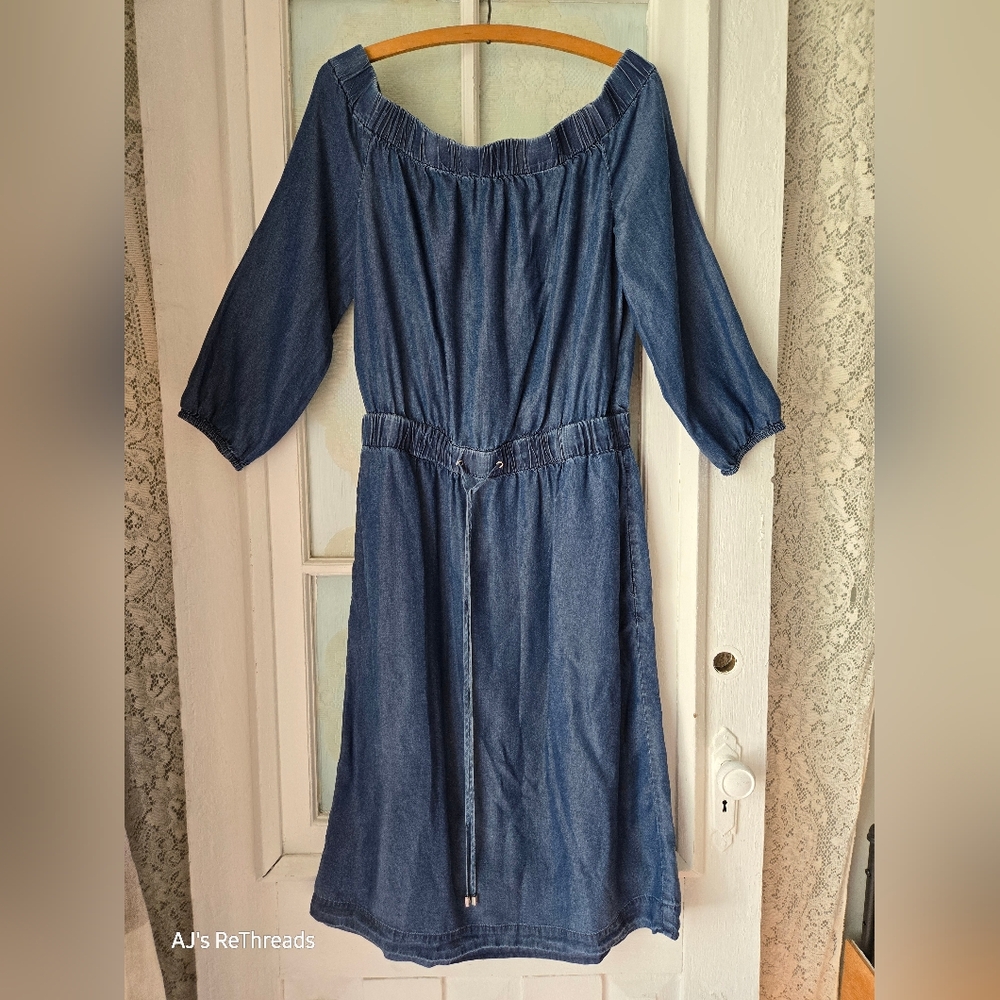 IMNYC Blue Chambray Off-Shoulder Dress Size M
